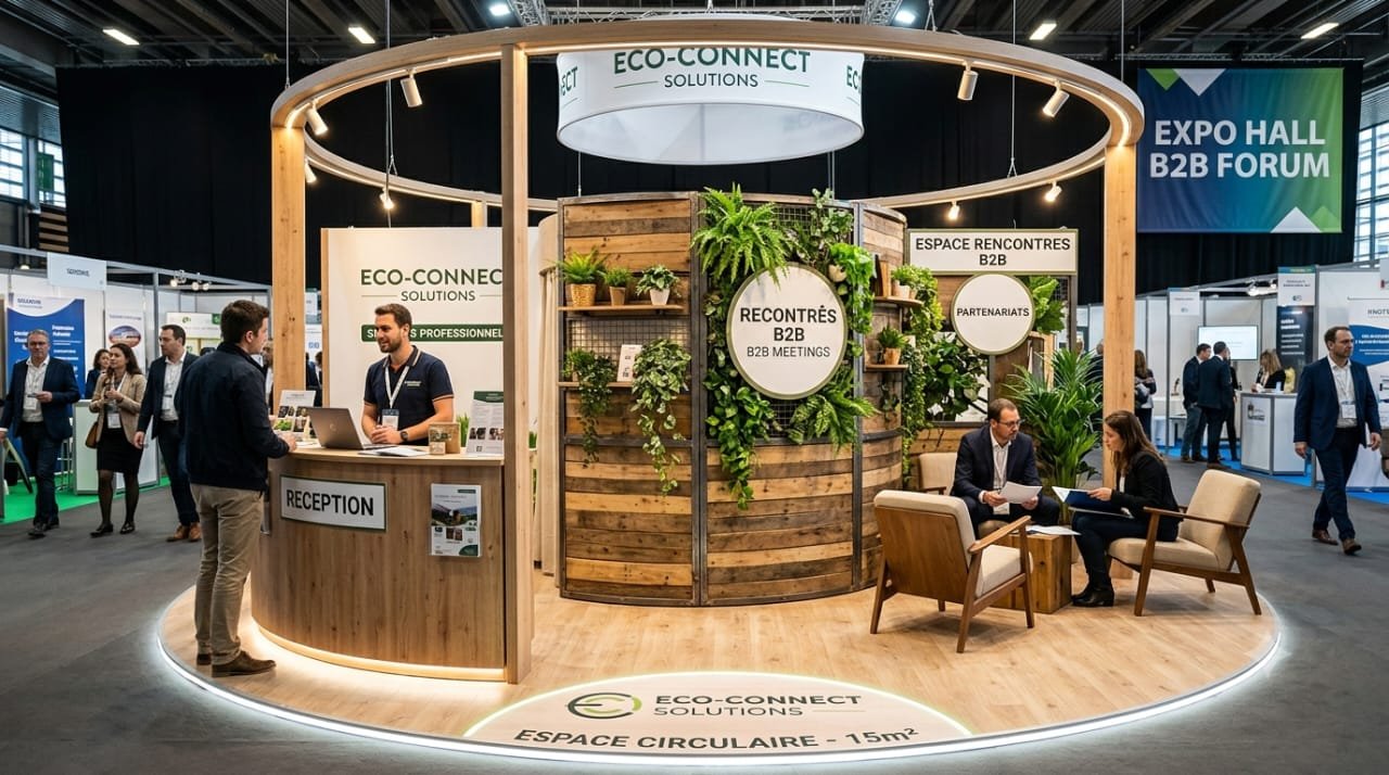 Proposition 3D d'un stand îlot circulaire